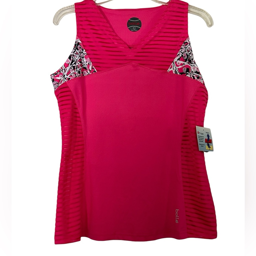 Bolle Women Active Tennis Pickle Ball Golf Shirt Top Sleeveless Pink Sz L NWT